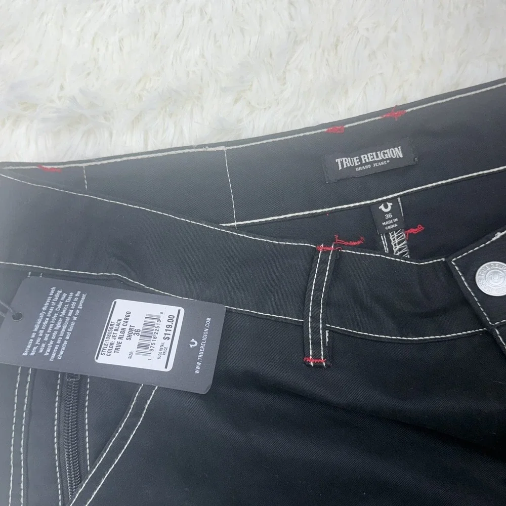 True Religion Cargo Shorts Mens 36 Black Board Shorts Flap Pocket 108056R7 NWT